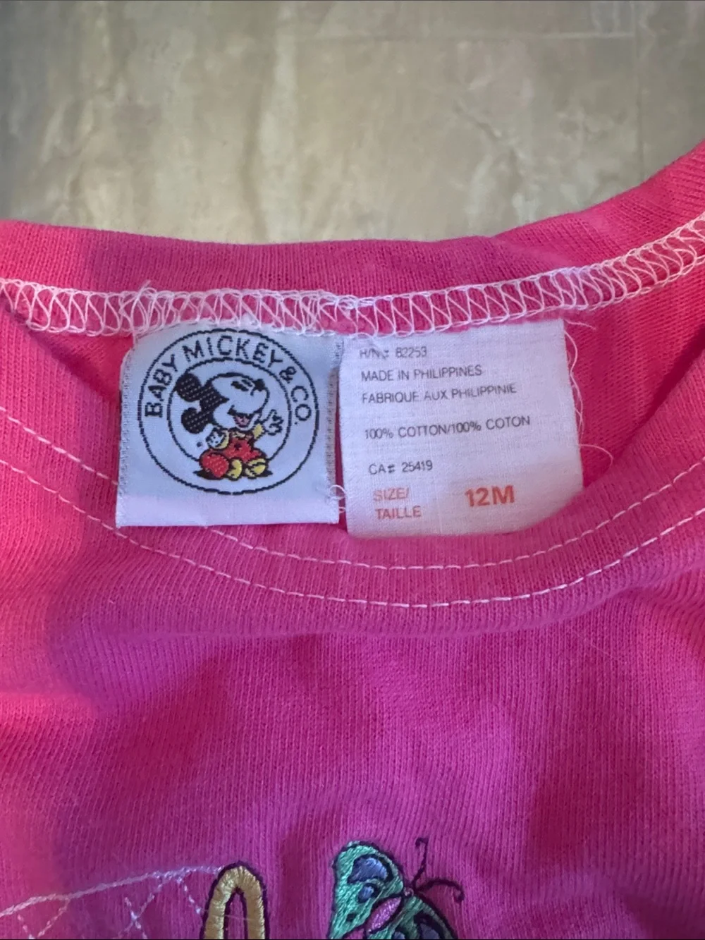 Vintage Disney Hot Pink Minnie & Mickey Sleeveless Baby Romper